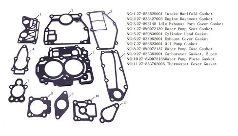 SouthMarine Boat Motor 27-835427A04 مجموعة حشية ختم رأس الطاقة الكاملة لرأس الطاقة لميركوري مارينر Mercruiser Quicksilver 8HP 9.9HP 4-Stroke محرك خارجي، مناسب لـ Sierra 18-64221 in Kuwait