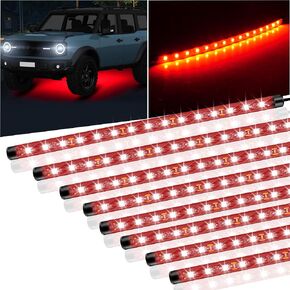 8 Pcs Car Led Light Strip IP67 Waterproof 11" Flexible Led Lights Underglow 12V for Car Motorcycle Boat Golf Cart Interior Exterior Decoration - Green, Blue, Red, White in Saudi Arabia