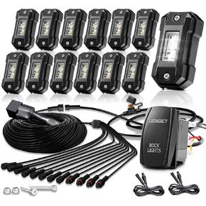 ledmircy r4 نقية بيضاء أدى أضواء الصخور عدة مع الروك التبديل الأسلاك تسخير 12pcs أضواء الصخور الأبيض لشاحنات الطرق الوعرة atv utv suv underglow ضوء درب تلاعب ضوء تحت الجسم عالية الطاقة للماء in Kuwait