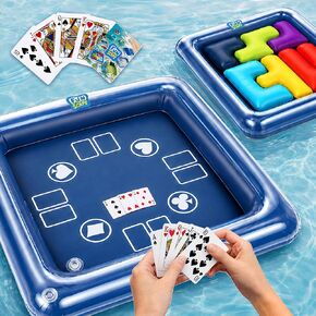 Funscape Floating Table Games for Pool, Adult Pool Toys W/Waterproof Playing Cards, Swimming Float Blocks Game, Summer Outdoor Travel Beach Play Family Yard Party Gift for Adults Boys Girls Children in Saudi Arabia