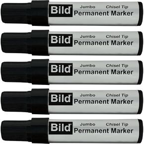 Bild Jumbo Permanent Markers, Chisel Tip, Black Waterproof Quick-Drying Ink, Extra Large Thick Wide Tip for Cardboard, Posters, Shipping Boxes (Black) in Saudi Arabia