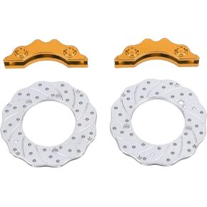 Aluminum Alloy RC Car Brake Disc Kit, Brake Rotors with Simulated Calipers, 1/10 1/16 RC Crawler Car Parts, Ideal for Lightweight Durable Performance (Gold) in Kuwait
