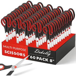 60-Pack 8" Scissors Bulk, Sharp Stainless Steel with Comfort Grip Handle, Multipurpose Craft Sewing Fabric for Office Home School Supplies, Teacher Classroom Art Supplies, Right/Left Hand Use in Saudi Arabia
