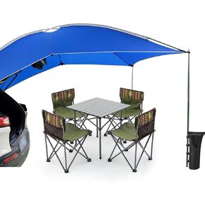 خيمة S Tailgate Awning Sun Shelter، خيمة خلفية للسيارة محمولة مقاومة للماء للتخييم والنزهة والسفر في الهواء الطلق، تناسب 3-4 أشخاص، رمادي صغير (9.2 × 6.2 قدم) in Kuwait
