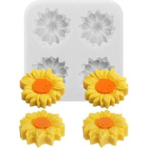 4-in-1 Sunflower Candle Mold Sunflower Silicone Fondant Molds 3D Resin Candle Molds Flower Fondant Mold for Resin Candles Soap Wax Polymer Clay Concrete Art Craft Home Decor in Kuwait