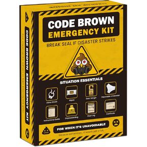 Code Brown Emergency Kit – Funny Gag Gift – UK Made Novelty Survival Kit with Wipes, Disposable Underwear, Door Hanger & More – Birthday Gift for Him, Her, Friends in Kuwait