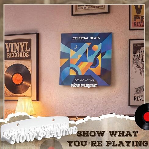 Chumia Now Playing Vinyl Record Stand جدار جبل Lp سجل عرض رف تخزين ديكور المنزل جدار جبل أو لاصق للألبومات ملحقات غرفة الموسيقى، أبيض in Kuwait