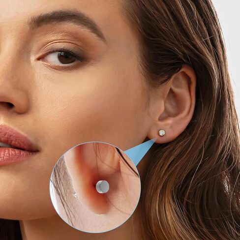 50 Pcs Flat Back Replacement for Earrings Screw Silver Flat Earring Backs Stainless Steel Earring Backs Locking for Women Men Earrings Studs Dainty Push Pin Cartilage (Silver) in Kuwait