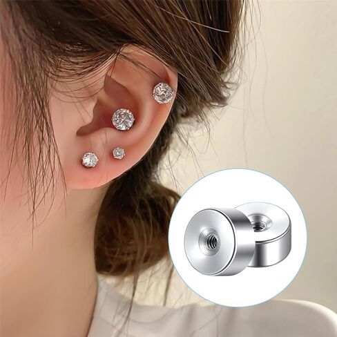 50 Pcs Flat Back Replacement for Earrings Screw Silver Flat Earring Backs Stainless Steel Earring Backs Locking for Women Men Earrings Studs Dainty Push Pin Cartilage (Silver) in Kuwait