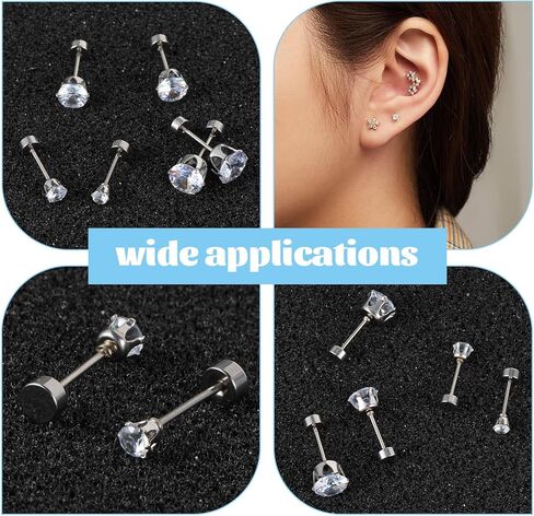50 Pcs Flat Back Replacement for Earrings Screw Silver Flat Earring Backs Stainless Steel Earring Backs Locking for Women Men Earrings Studs Dainty Push Pin Cartilage (Silver) in Kuwait