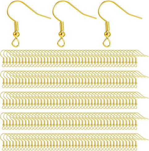 400 Pcs Stainless Steel Earring Hooks Fish Hook Earrings for Jewelry Making Gold French Wire Hooks Coil and Ball Style Earwires Ear Wires for Women DIY Dangle Earrings Crafts Supplies in Kuwait