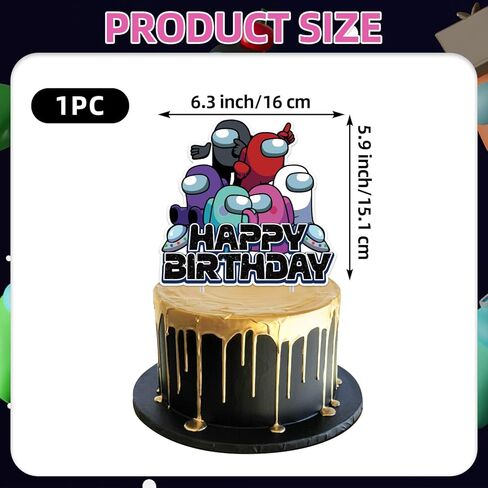 25Pcs Among Game Birthday Party Supplies Pack Includes 1 Cake Topper 24 Cupcake Toppers for Among Game Party Supplies in Saudi Arabia
