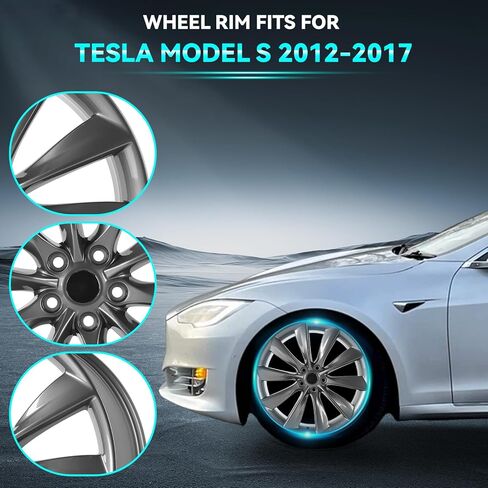 New 21Inch 21x8.5 inch Charcoal Aluminum Alloy Wheel Rims Fit for Tesla Model S 2012 2013 2014 2015 2016 2017, OEM Design Replacement Rim, 98727 6005868 in Saudi Arabia