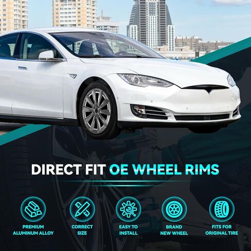 New 21Inch 21x8.5 inch Charcoal Aluminum Alloy Wheel Rims Fit for Tesla Model S 2012 2013 2014 2015 2016 2017, OEM Design Replacement Rim, 98727 6005868 in Saudi Arabia