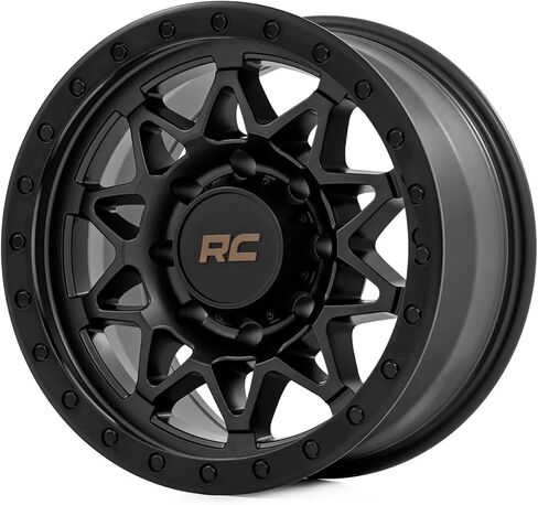 Rough Country 78 Series Aluminum Wheel with Simulated Beadlock - 18x9, 8x170mm Bolt Pattern, +0mm Offset, Rugged 10-Spoke Design, Semi Gloss Black in Kuwait
