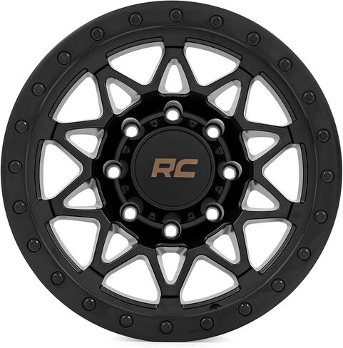 Rough Country 78 Series Aluminum Wheel with Simulated Beadlock - 18x9, 8x170mm Bolt Pattern, +0mm Offset, Rugged 10-Spoke Design, Semi Gloss Black in Kuwait