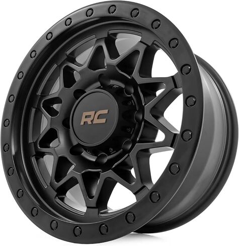 Rough Country 78 Series Aluminum Wheel with Simulated Beadlock - 18x9, 8x170mm Bolt Pattern, +0mm Offset, Rugged 10-Spoke Design, Semi Gloss Black in Kuwait