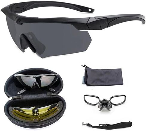 Tactical Eyewear Anti Fog with 3 Interchangeable Lenses Outdoor Unisex Shooting Glasses (Black Frame,Khaki Frame) in Saudi Arabia