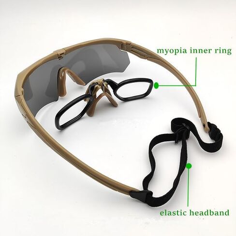 Tactical Eyewear Anti Fog with 3 Interchangeable Lenses Outdoor Unisex Shooting Glasses (Black Frame,Khaki Frame) in Saudi Arabia