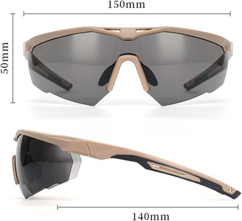 Tactical Eyewear Anti Fog with 3 Interchangeable Lenses Outdoor Unisex Shooting Glasses (Black Frame,Khaki Frame) in Saudi Arabia