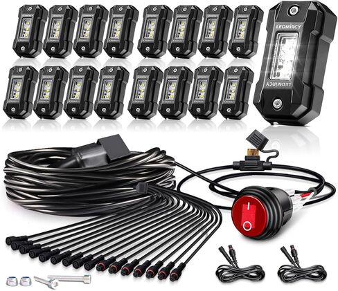 ledmircy r4 نقية بيضاء أدى أضواء الصخور عدة مع الروك التبديل الأسلاك تسخير 12pcs أضواء الصخور الأبيض لشاحنات الطرق الوعرة atv utv suv underglow ضوء درب تلاعب ضوء تحت الجسم عالية الطاقة للماء in Kuwait