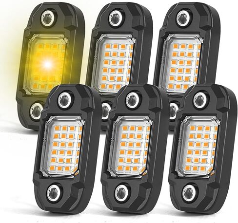 6Pods Yellow Rock Lights 24 LEDs Chips Neon Trail Rig Lamp Underglow LED Lighting Systems for Cars Trucks SUV ATV UTV in Saudi Arabia