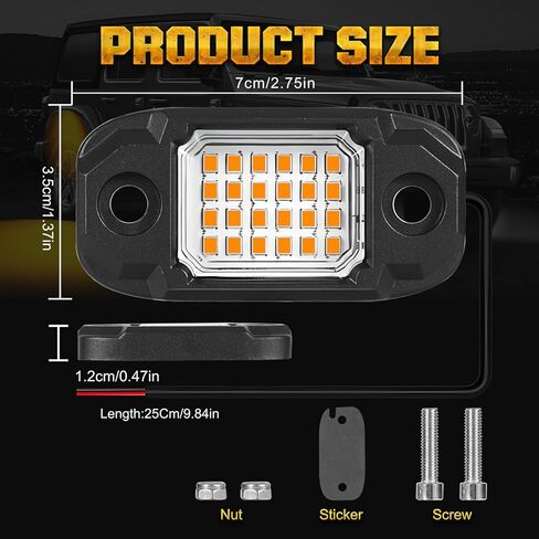 6Pods Yellow Rock Lights 24 LEDs Chips Neon Trail Rig Lamp Underglow LED Lighting Systems for Cars Trucks SUV ATV UTV in Saudi Arabia