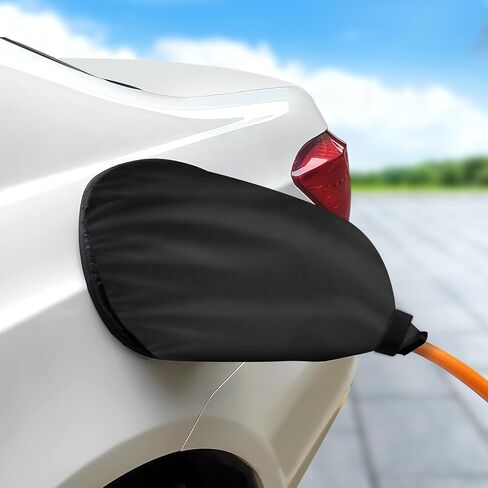 Magnetic Adsorption EV Charger Port Cover, Electric Car Charging Port Cover with Snow Sun Protection, Waterproof Rainproof External Charger Fit for Electric Vehicles (Black) in Kuwait