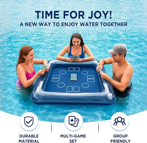 Funscape Floating Table Games for Pool, Adult Pool Toys W/Waterproof Playing Cards, Swimming Float Blocks Game, Summer Outdoor Travel Beach Play Family Yard Party Gift for Adults Boys Girls Children in Saudi Arabia