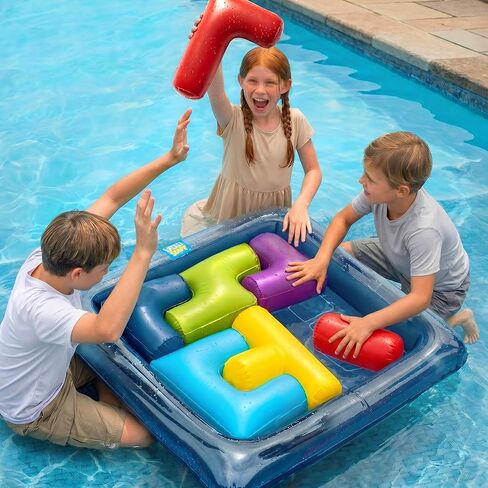 Funscape Floating Table Games for Pool, Adult Pool Toys W/Waterproof Playing Cards, Swimming Float Blocks Game, Summer Outdoor Travel Beach Play Family Yard Party Gift for Adults Boys Girls Children in Saudi Arabia