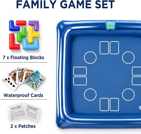 Funscape Floating Table Games for Pool, Adult Pool Toys W/Waterproof Playing Cards, Swimming Float Blocks Game, Summer Outdoor Travel Beach Play Family Yard Party Gift for Adults Boys Girls Children in Saudi Arabia