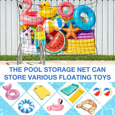 TREWAVE 2 Pack Pool Float Storage Net, 71"x47" Extra Large Elastic Mesh Fence Net with 20 Hooks & 4 Elastic Cords, Hanging Pool Toy Storage Organizer for Inflatables, Rafts and Balls in Saudi Arabia