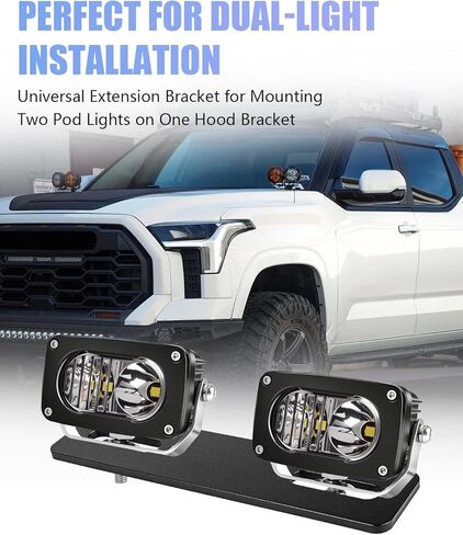 Universal Ditch Light Bracket Extension, Dual Pod Light Mount No Drill Aluminum Hood Mount Bracket Compatible with Truck SUV UTV ATV in Kuwait