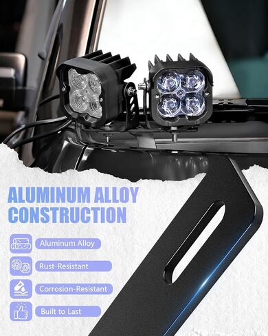 Universal Ditch Light Bracket Extension, Dual Pod Light Mount No Drill Aluminum Hood Mount Bracket Compatible with Truck SUV UTV ATV in Kuwait