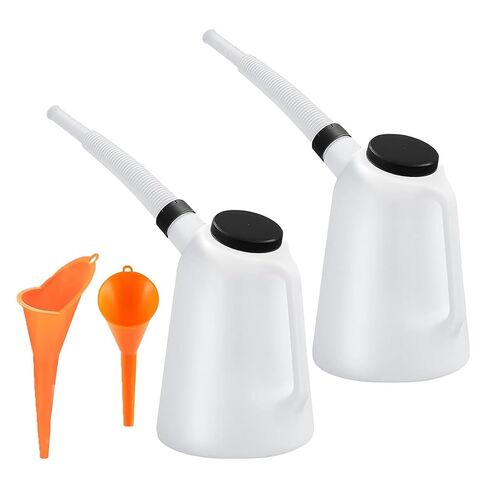 2 Pack 5 Quart Motor Oil Dispenser，Oil Jug with Spout Oil Measuring Container Automotive Motor Oil Container for Automotive Fluids with Plastic Long Neck Oil Funnels in Kuwait