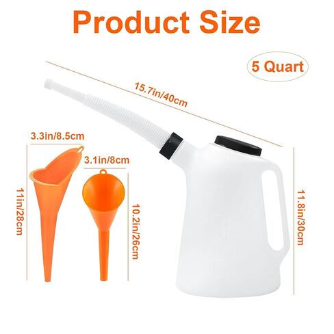 2 Pack 5 Quart Motor Oil Dispenser，Oil Jug with Spout Oil Measuring Container Automotive Motor Oil Container for Automotive Fluids with Plastic Long Neck Oil Funnels in Kuwait