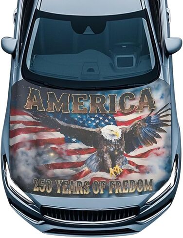 American Flag Eagle Car Hood Cover Elastic Fabrics Car Hood Cover Protector All-Season Protection Removable Automotive Accessories Universal Fit for Most Cars in Saudi Arabia