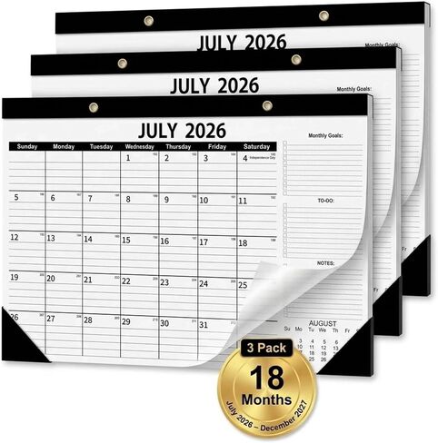 Desk Calendar 2026-2027 (3 Pack) - 18 Month Large Monthly Planner (July 2026 - Dec 2027), 17" x 12" Professional Desktop Pad with 120 GSM Thick Paper, Value Pack for Office & School in Saudi Arabia