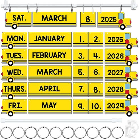 Upgraded Magnetic Eucalyptus Flip Calendar for Classroom, Flip Calendar with Adjustable Holder, Classroom Calendars Set with 60 Cards for Preschool Elementary Home Classroom Must Haves Supplies in Kuwait