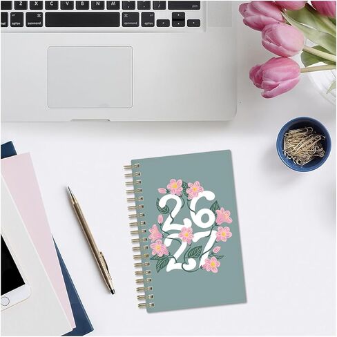 2026-2027 مخطط بلو سكاي فينيارد 3 × 6 بوصة للسنة الأكاديمية أسبوعيًا وشهريًا، غطاء بلاستيكي، أخضر/وردي (157561) in Kuwait