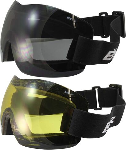 نظارات Birdz Eyewear Starling بدون إطار للقفز بالمظلات للدراجات النارية، زوجان مع عدسات دخانية وصفراء in Kuwait
