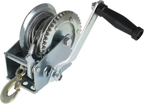 1600lbs Hand Crank Winch Cable Gear Winch with Hook, Two-Way Adjustable Boat Trailer Winch with 10m 32ft Steel Cable, Fit for Boat, Trailer in Kuwait