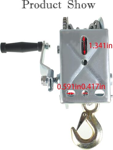 1600lbs Hand Crank Winch Cable Gear Winch with Hook, Two-Way Adjustable Boat Trailer Winch with 10m 32ft Steel Cable, Fit for Boat, Trailer in Kuwait