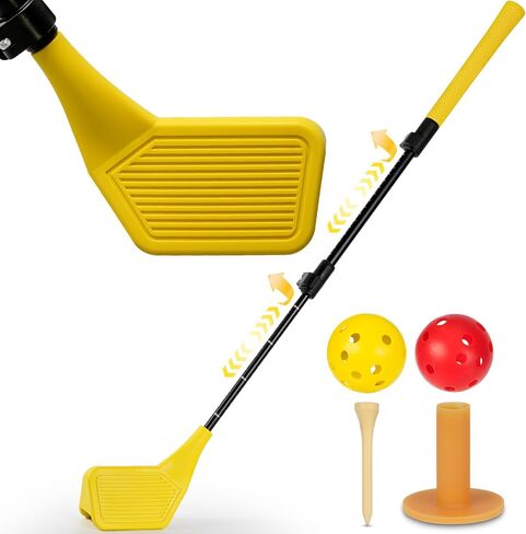 Kids Toy Golf Set, Left and Right Handed Upgraded Set Adjustable Telescopic Height for Play or Training, Includes 2 Balls, Hit Golf Balls on Grass, Parks, Yards, Yellow in Saudi Arabia