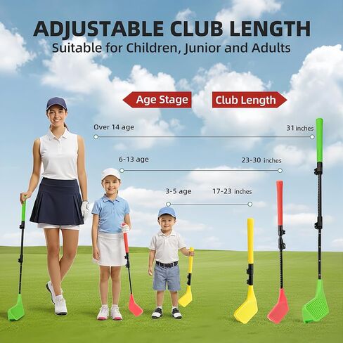 Kids Toy Golf Set, Left and Right Handed Upgraded Set Adjustable Telescopic Height for Play or Training, Includes 2 Balls, Hit Golf Balls on Grass, Parks, Yards, Yellow in Saudi Arabia