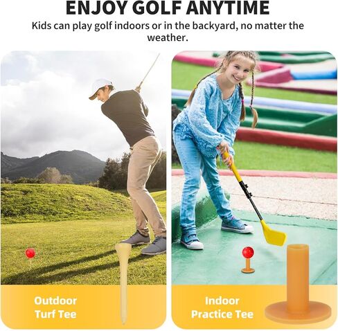 Kids Toy Golf Set, Left and Right Handed Upgraded Set Adjustable Telescopic Height for Play or Training, Includes 2 Balls, Hit Golf Balls on Grass, Parks, Yards, Yellow in Saudi Arabia