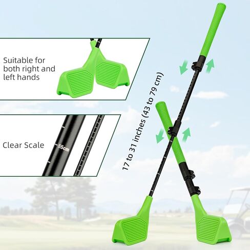 Kids Toy Golf Set, Left/Right Handed 17-31 inches Set Adjustable Telescopic Height Upgraded Have Two Balls, Indoor Living Room Outdoor Sport Toy for Kids Ages 3+, Green in Saudi Arabia