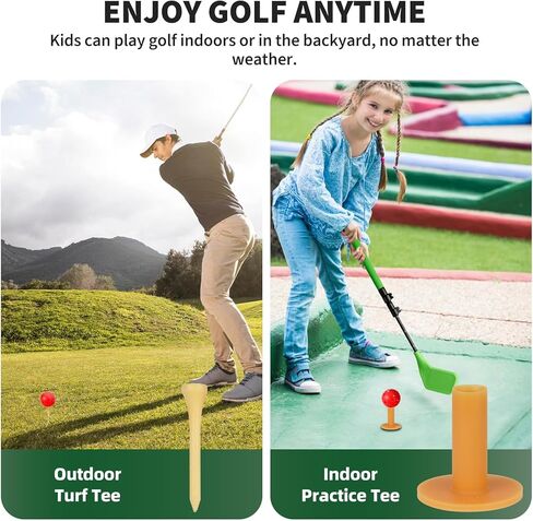 Kids Toy Golf Set, Left/Right Handed 17-31 inches Set Adjustable Telescopic Height Upgraded Have Two Balls, Indoor Living Room Outdoor Sport Toy for Kids Ages 3+, Green in Saudi Arabia