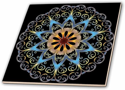 3D Rose Asia Buddha Mandala Symbol Ceramic Tile, Multicolor in Saudi Arabia