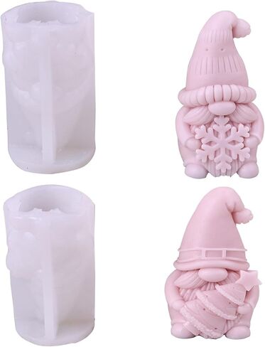 قوالب شموع جنوم عيد الميلاد، 3D DIY رقاقات الثلج شجرة عيد الميلاد سيليكون قالب شمعة للوازم الحرفية، الصابون المصنوع يدويًا، صناعة الشموع، زينة عيد الميلاد، ديكورات المنزل، ديكورات عيد الميلاد in Kuwait